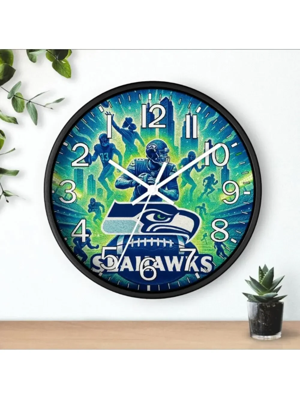 REVERSE TICKING CLOCK NEW SEATTLE SEAHAWKS Glow In The Dark Wall Clock New!